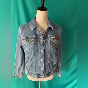 Tommy Hilfiger Vintage Women's Blue Denim Jacket, Classic Trucker Styling Size L
